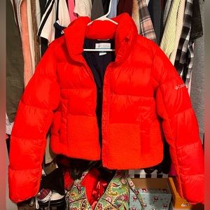 Orange red Columbia puffer jacket